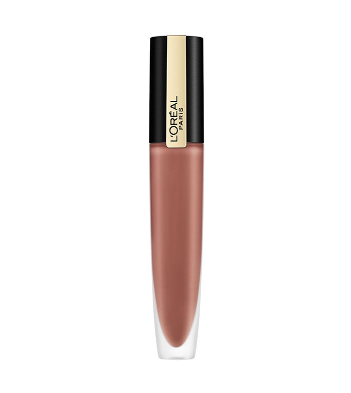 L'OREAL 201 I STUPIFY PARIS ROUGE SIGNATURE METALLIC BROWN LIQUID LIPSTICK FOR LIPS