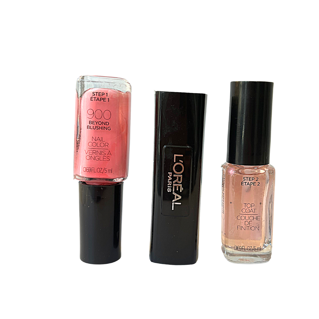 L'OREAL 900 BEYOND BLUSHING DUO ROSE TINT AND PINK NAIL VARNISH FOR NAILS