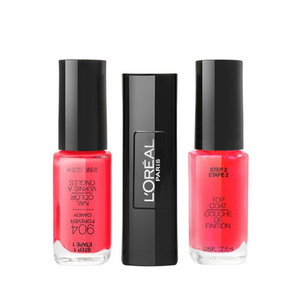 L'OREAL 904 FOREVER CANDY DUO RED ROSE AND ROSE TINT NAIL VARNISH FOR NAILS