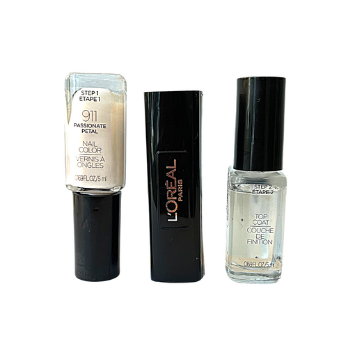 L'OREAL 911 PASSIONATE PETAL CREAM AND CLEAR NAIL COLOUR VARNISH FOR NAILS