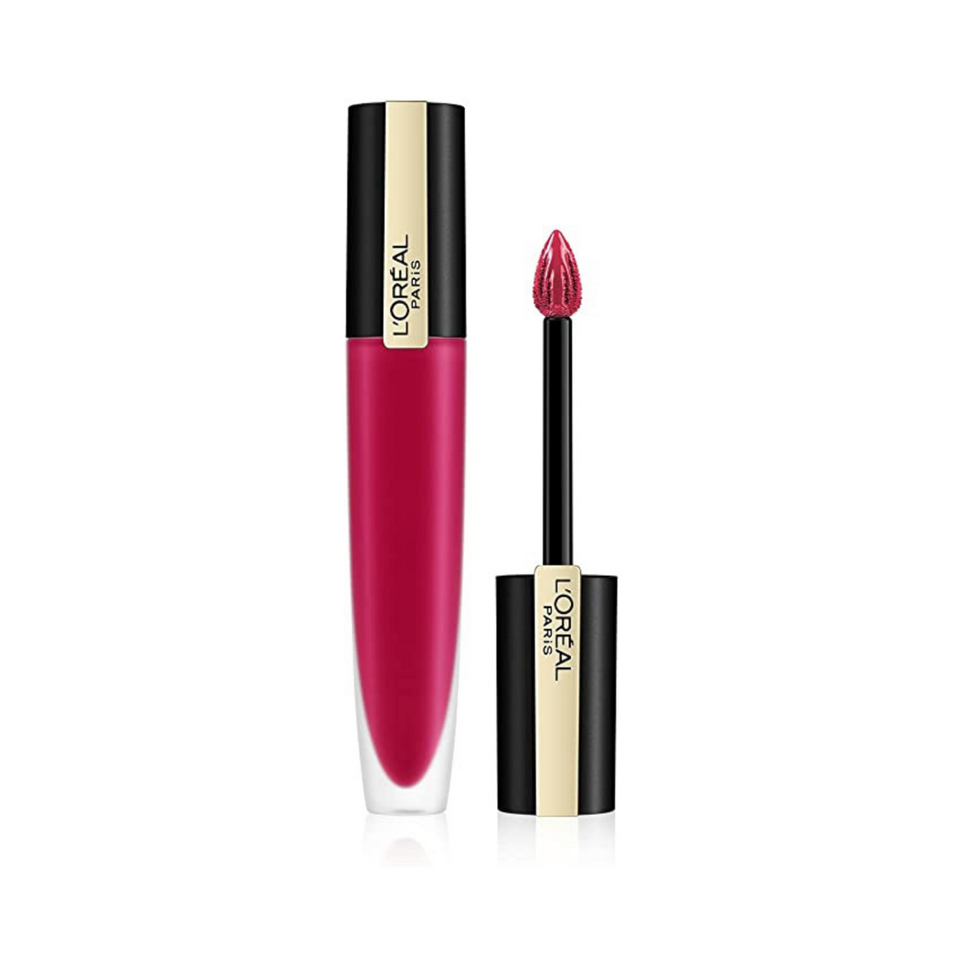 L'OREAL 424 REPRESENT PARIS ROUGE SIGNATURE METALLIC PINK LIQUID LIPSTICK FOR LIPS